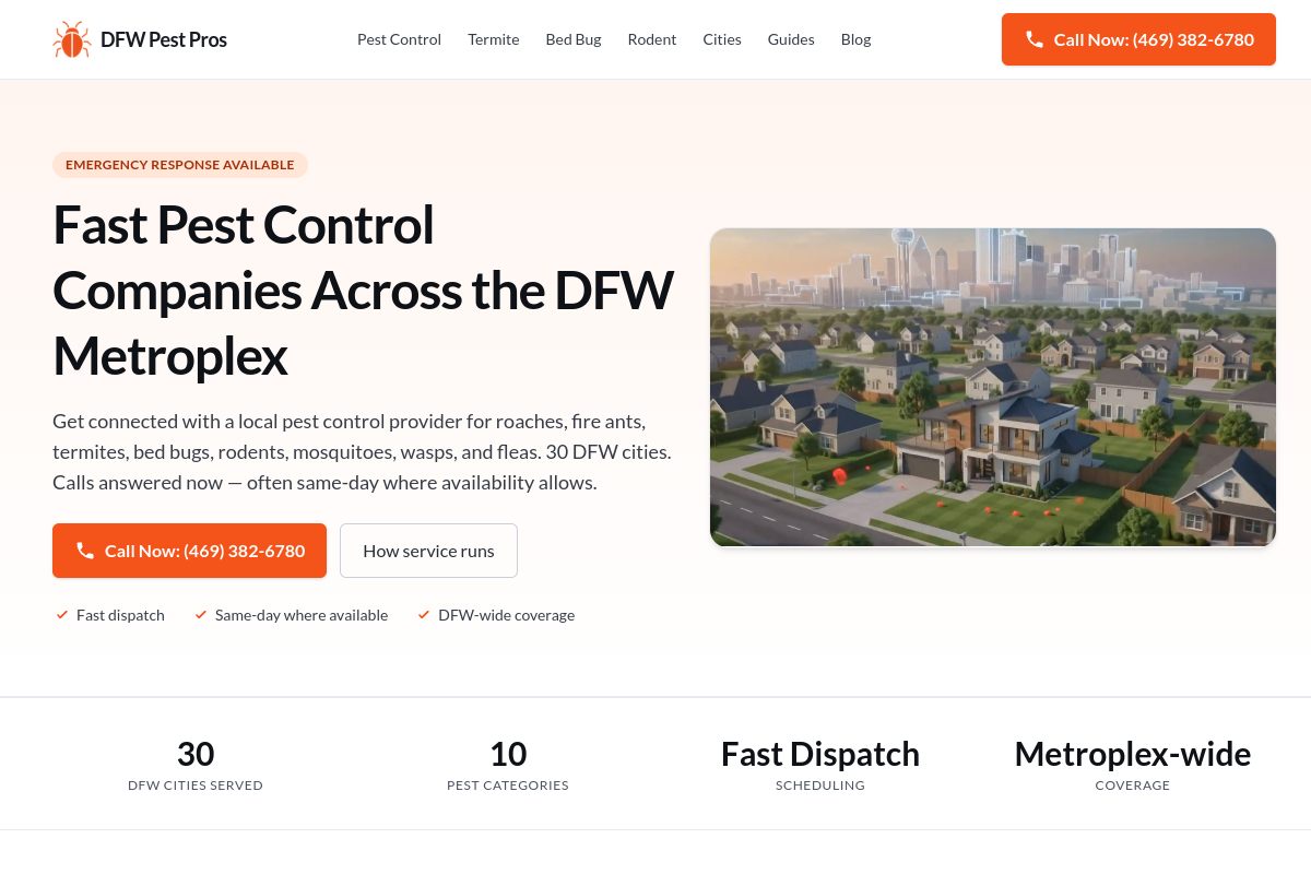 DFW Pest Pros website