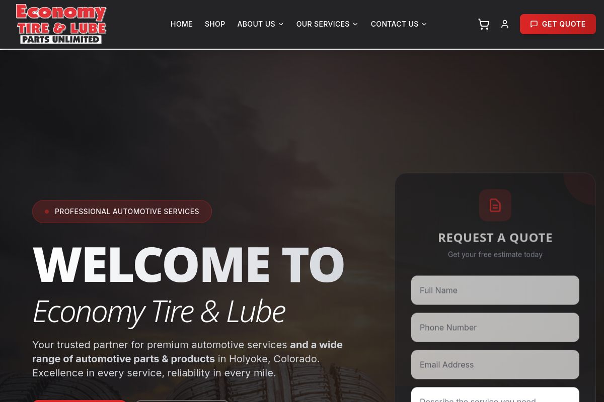 Economy Tire & Lube website
