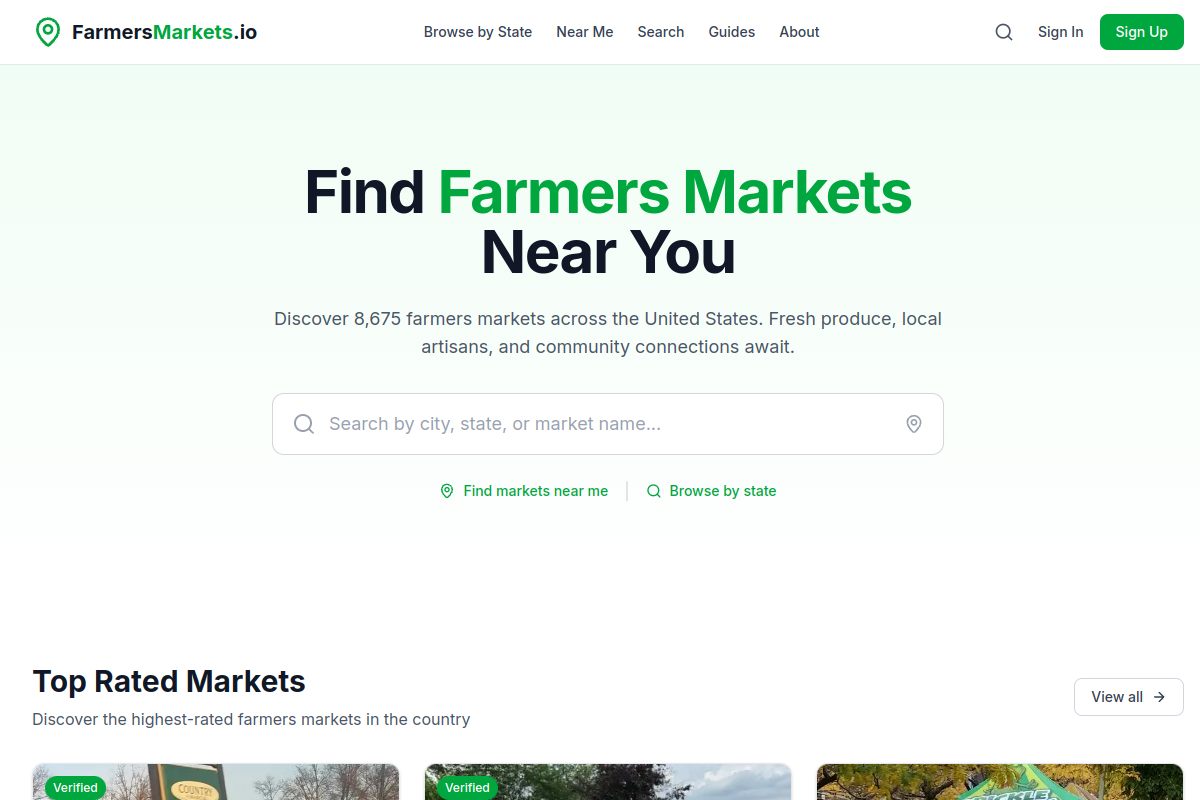 FarmersMarkets.io website