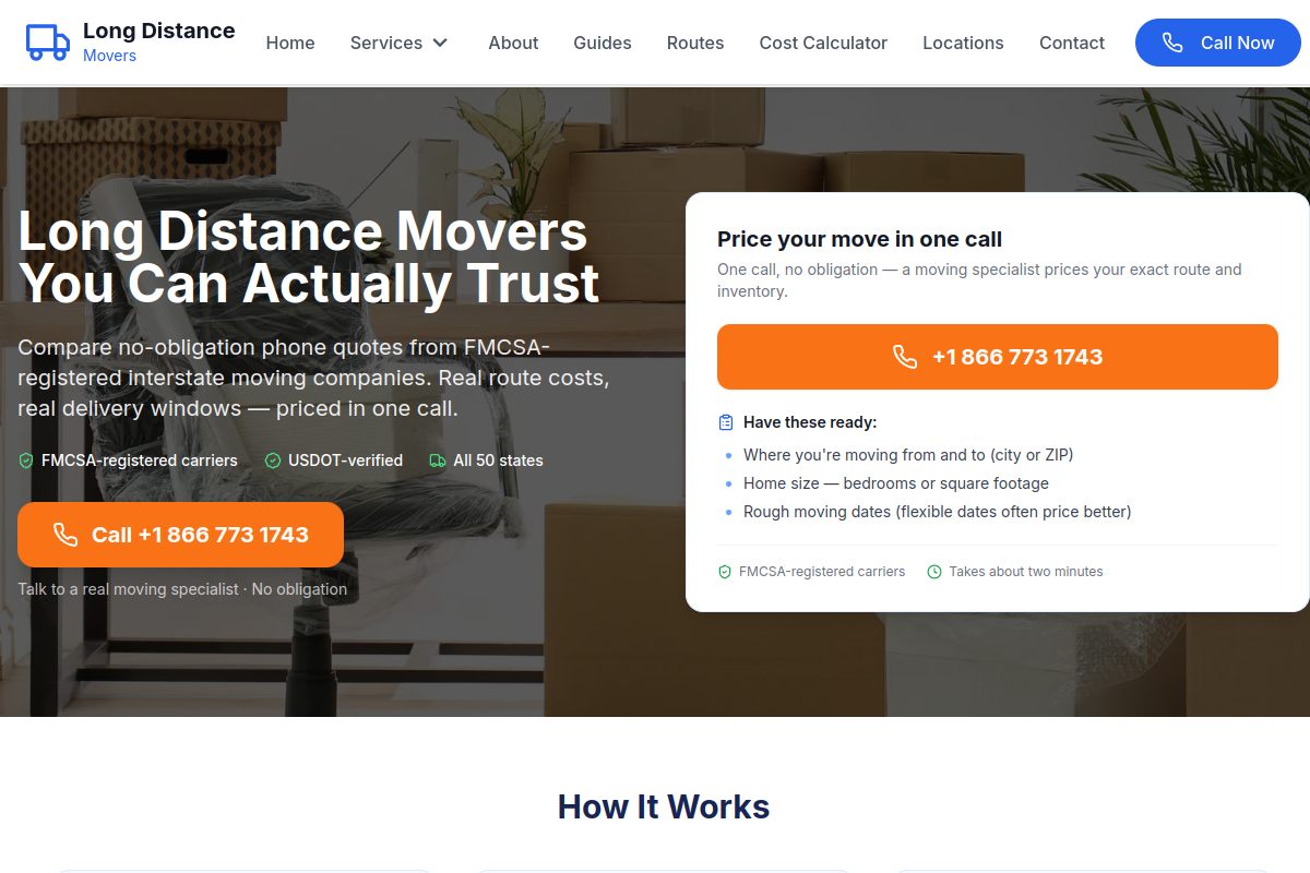 Long Distance Movers website