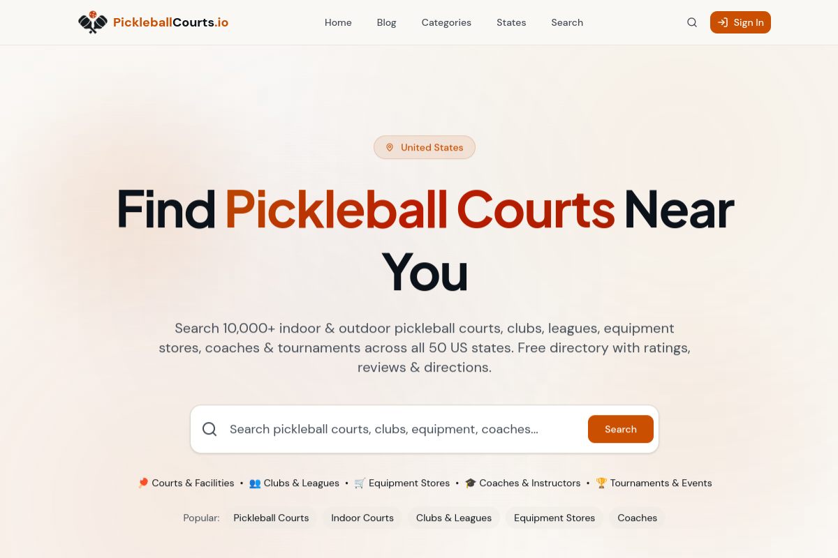PickleballCourts.io website