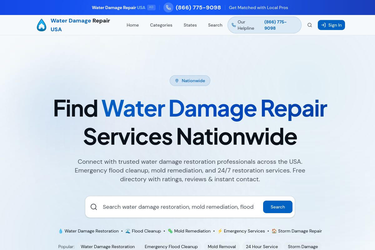 Water Damage Repair USA website